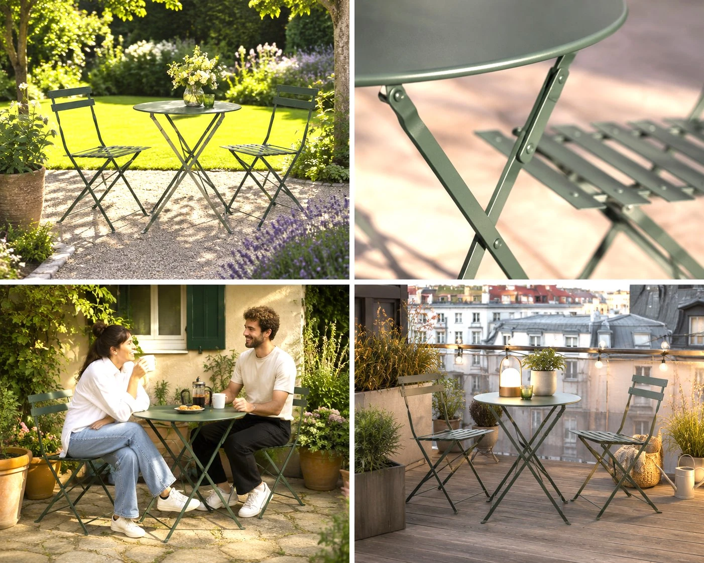 Bistro-Set Lifestyle-Collage – generierte Varianten